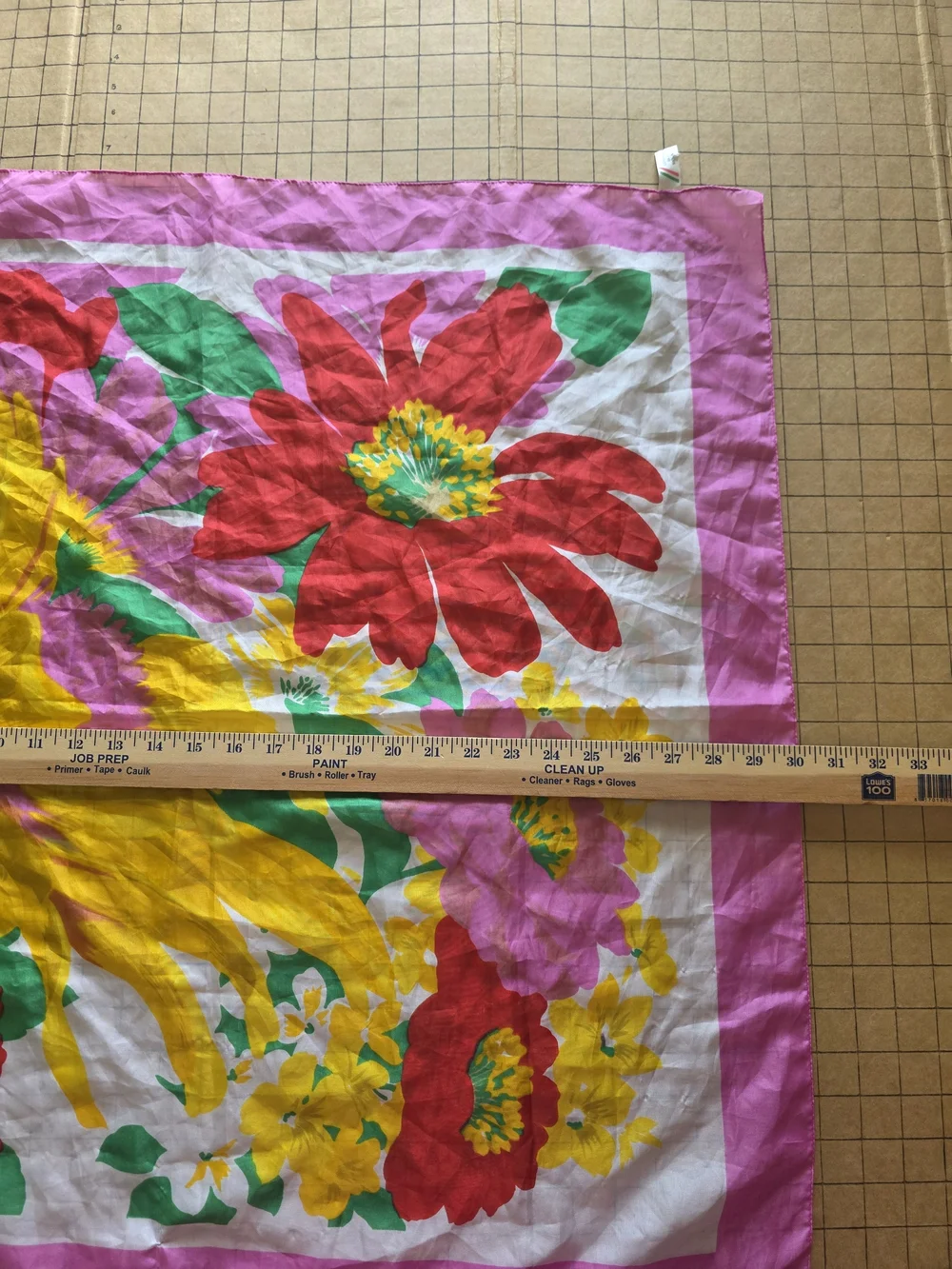 VTG The Vera Companies Floral Square Scarf Pink Red Made in Italy 30x30